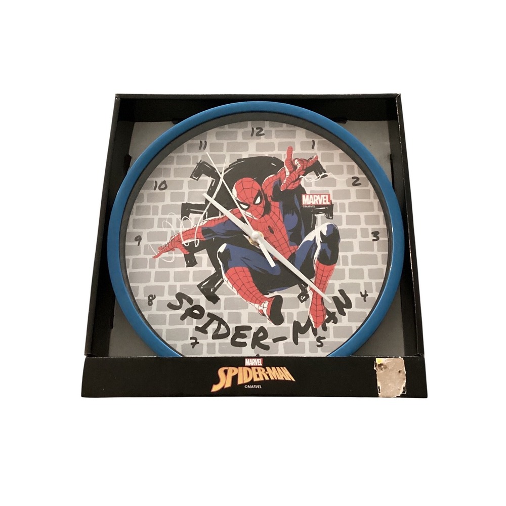 Marvel Spider-Man Decorative Wall Clock Blue Round Kids Room Decor POX10MVSP01